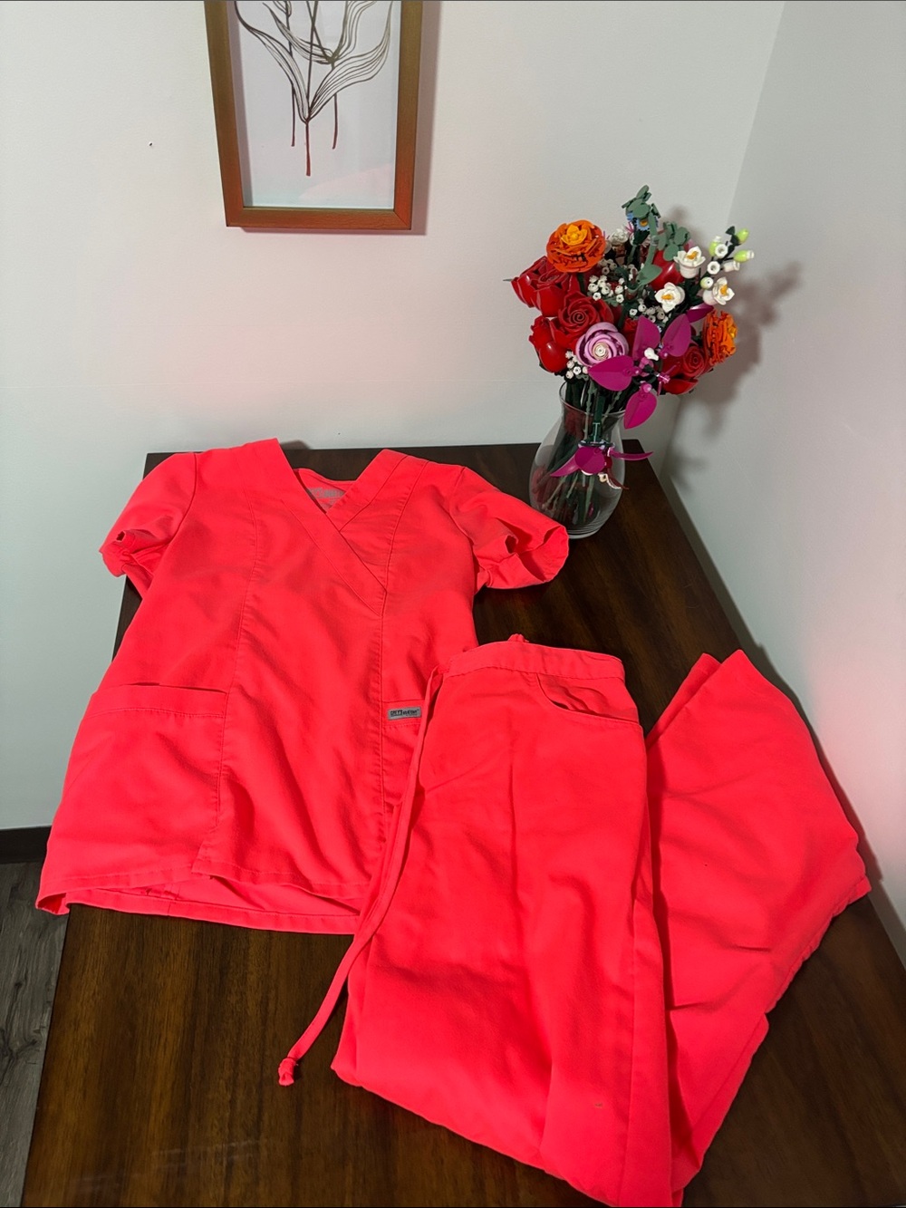 Grey's Anatomy Bright Coral Scrub Set